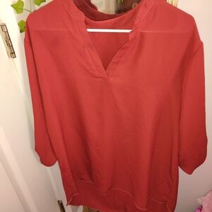 Lush Burnt Orange 🍊 V-Neck Blouse